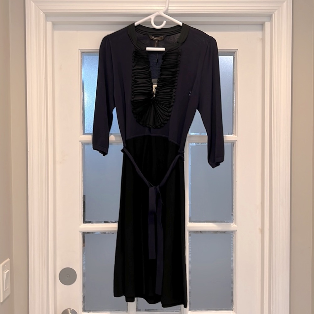 BCBGMaxAzria darling blue and black hand-washable size medium dress!